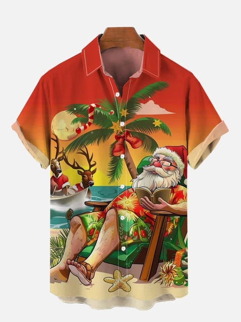 Men's Christmas Funny Graphic Short Sleeve Hawaiian Shirt